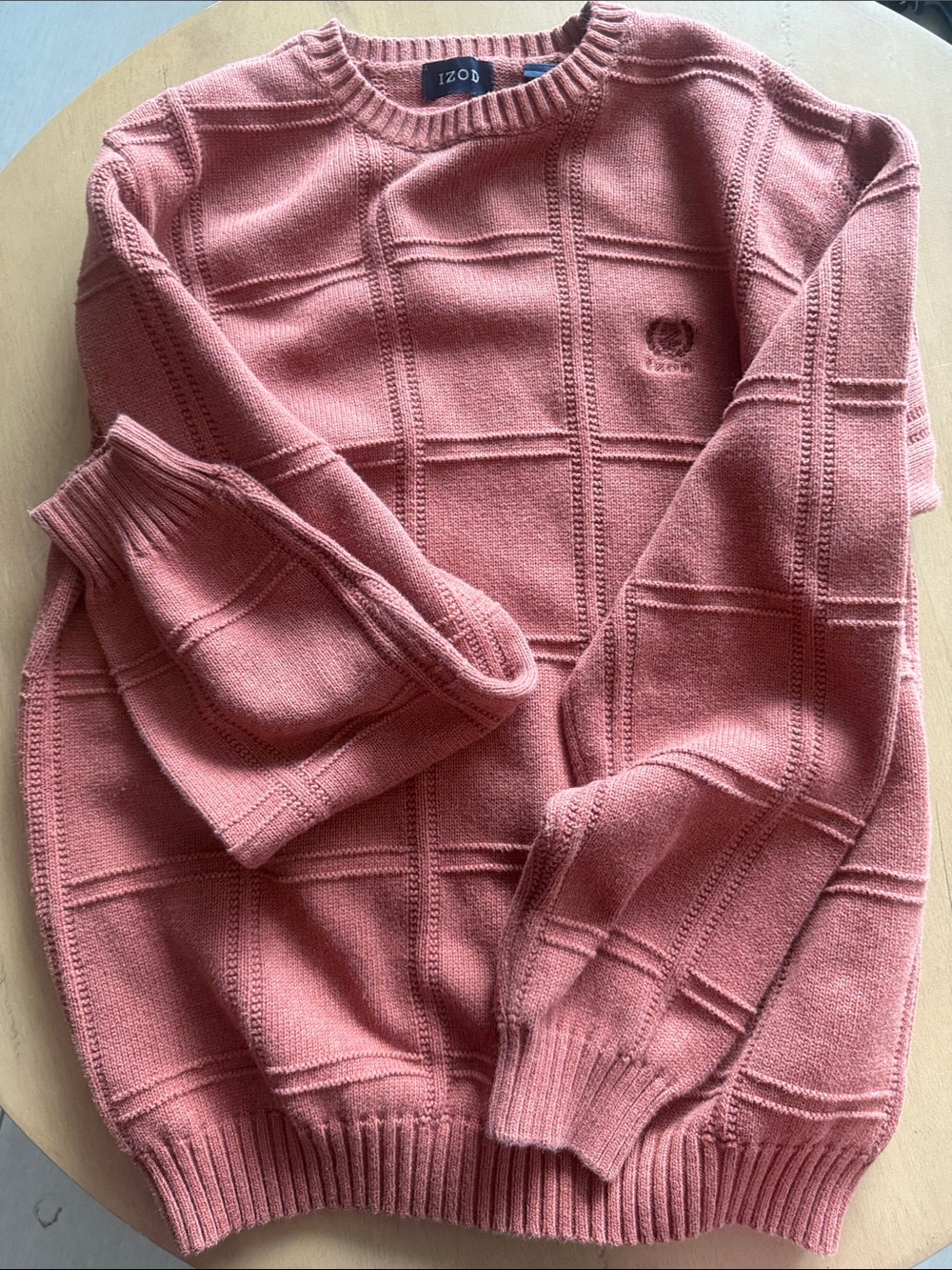 Izod terracota  Grid-Texture Crewneck Sweater
